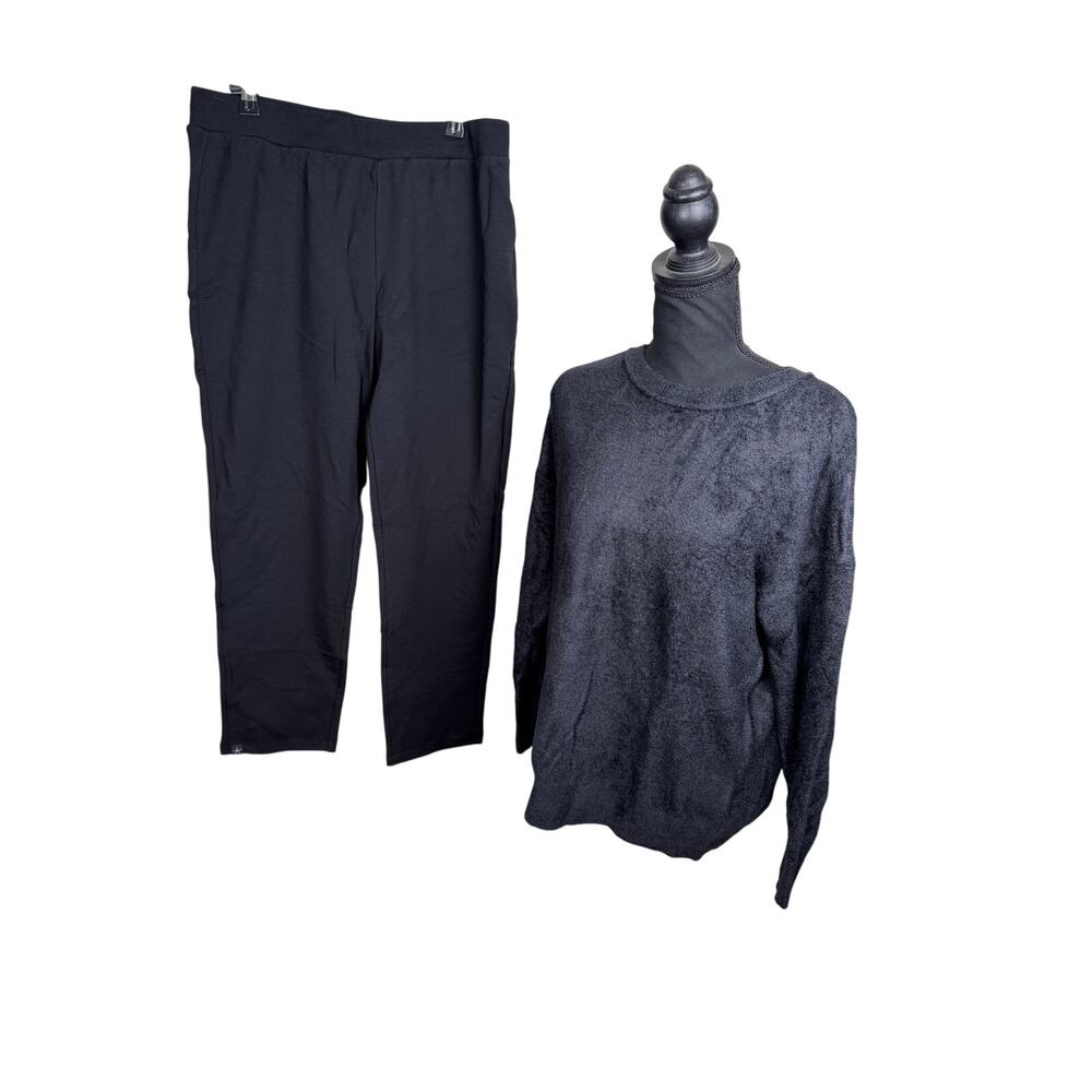 QVC Barefoot Dreams Lite Pullover & Straight Leg Pant NWT COLOR BLACK SIZE MP - Picture 2 of 11